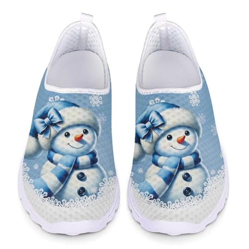 Jndtueit Damen Herren Running Sneaker Walking Tennis Loafer Sport Outdoor Arbeitsschuhe, Schneemann Blau, 40 EU von Jndtueit