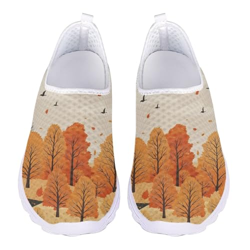Jndtueit Damen Herren Walking Loafers Casual Outdoor Schuhe für Running Sneakers, Fall Maple Tree Orange, 39 EU von Jndtueit