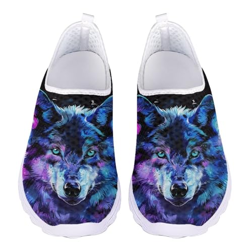 Jndtueit Damen Herren Walking Loafers Klassische Arbeit Sportschuhe Weite Zehen Sneaker, Aquarell, Wolfsblau, 44 EU Jndtueit Damen Herren Walking Loafers Klassische Arbeit Sportschuhe Weite Zehen Sneaker, Aquarell, Wolfsblau, 44 EU von Jndtueit