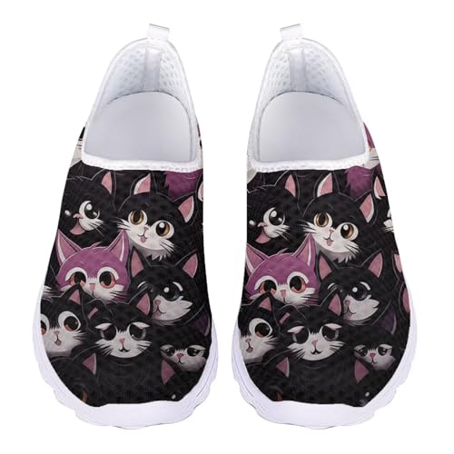 Jndtueit Damen Herren Walking Loafers Klassische Arbeit Sportschuhe Weite Zehen Sneaker, Cartoon-Katze, Schwarz, 36 EU Jndtueit Damen Herren Walking Loafers Klassische Arbeit Sportschuhe Weite Zehen Sneaker, Cartoon-Katze, Schwarz, 36 EU von Jndtueit
