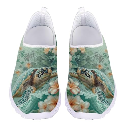 Jndtueit Damen Herren Walking Loafers Klassische Arbeit Sportschuhe Weite Zehen Sneaker, Green Turtle Plumeria, 44 EU Jndtueit Damen Herren Walking Loafers Klassische Arbeit Sportschuhe Weite Zehen Sneaker, Green Turtle Plumeria, 44 EU von Jndtueit