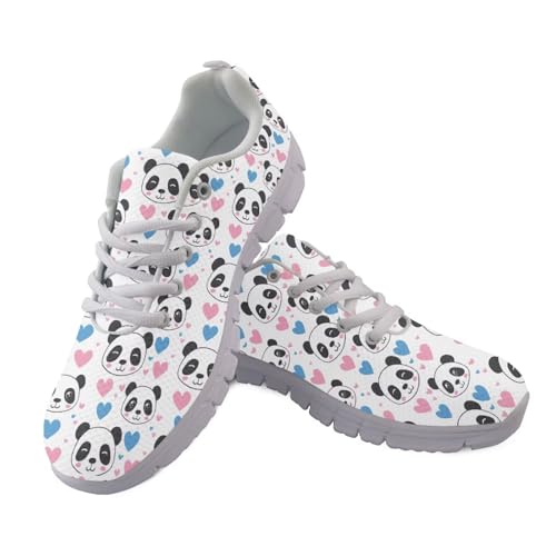 Jndtueit Damen-Lauf-Sneaker, lässig, Outdoor-Schuhe für Herren, Mesh-Fitness-Sneaker, Cartoon Panda Love White, 38 EU von Jndtueit
