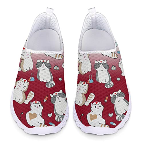 Jndtueit Damen Laufschuhe Cartoon Krankenschwester Katzen Muster Trainer Sneakers mit Slip-On Mesh Atmungsaktive Jogger Sport Strand Jndtueit Damen Laufschuhe Cartoon Krankenschwester Katzen Muster Trainer Sneakers mit Slip-On Mesh Atmungsaktive Jogger Sport Strand von Jndtueit