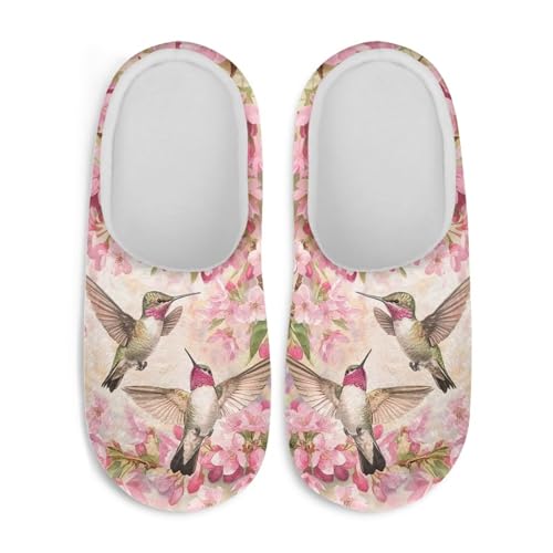 Jndtueit Damen Pelzpantoffeln Slip-on Hausschuhe Komfort Home Slipper für Winter, Kolibri, rosa Pfirsichblüte, X-Large Jndtueit Damen Pelzpantoffeln Slip-on Hausschuhe Komfort Home Slipper für Winter, Kolibri, rosa Pfirsichblüte, X-Large von Jndtueit
