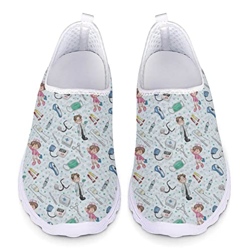 Jndtueit Damen Sneakers Cartoon Krankenpflege Laufschuhe Lässige Slip-on Atmungsaktive Mesh-Trainer Schuhe Schuhe von Jndtueit