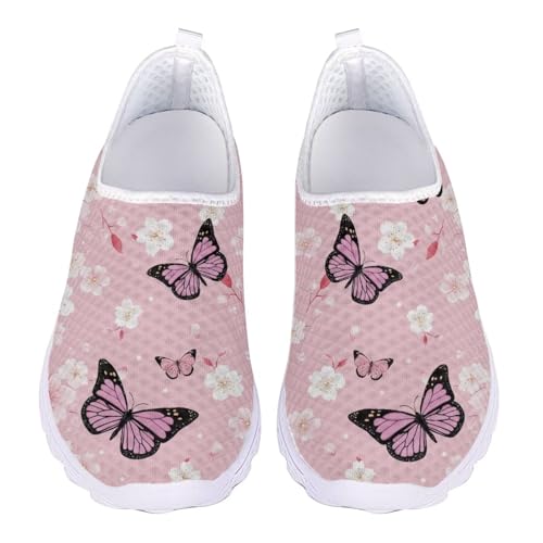 Jndtueit Damen Sportschuhe Mesh Walking Radfahren Arbeit Loafers Sneaker für Frauen, Pink/Schmetterling/Blume, 36 EU Jndtueit Damen Sportschuhe Mesh Walking Radfahren Arbeit Loafers Sneaker für Frauen, Pink/Schmetterling/Blume, 36 EU von Jndtueit