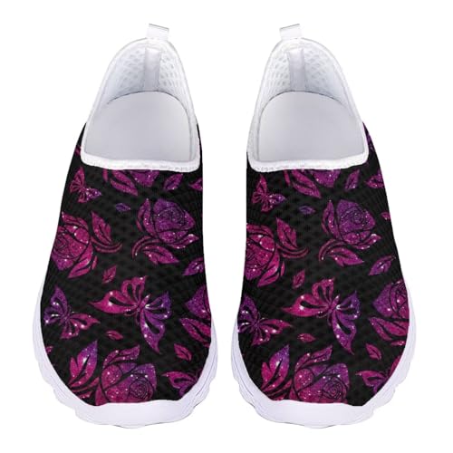 Jndtueit Damen-Wanderschuh, bequem, Freizeit, Loafer, flache Schuhe, Outdoor, Netz-Sneaker, Butterfly Rose Pink, 37 EU von Jndtueit