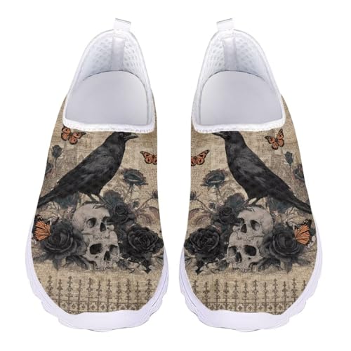 Jndtueit Damen-Wanderschuh, bequem, Freizeit, Loafer, flache Schuhe, Outdoor, Netz-Sneaker, Retro Kolibri Rose Zeitung braun, 43 EU von Jndtueit