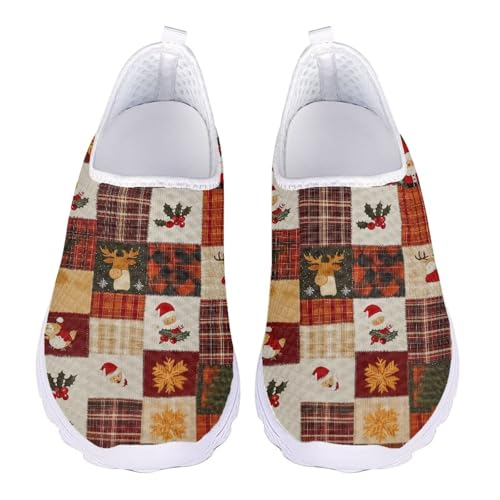 Jndtueit Flache Sportschuhe für Damen, Arbeitsschuhe, Netzstoff, Loafer, Lauf-Sneaker, Santa Claus Deer Red Buffalo Plaid, 42 EU Jndtueit Flache Sportschuhe für Damen, Arbeitsschuhe, Netzstoff, Loafer, Lauf-Sneaker, Santa Claus Deer Red Buffalo Plaid, 42 EU von Jndtueit