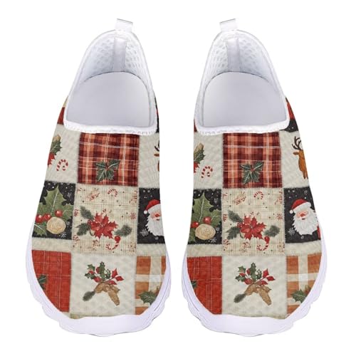 Jndtueit Flache Sportschuhe für Damen, Arbeitsschuhe, Netzstoff, Loafer, Lauf-Sneaker, Weihnachtsblume Weihnachtsmann weiß, 41 EU Jndtueit Flache Sportschuhe für Damen, Arbeitsschuhe, Netzstoff, Loafer, Lauf-Sneaker, Weihnachtsblume Weihnachtsmann weiß, 41 EU von Jndtueit