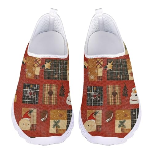 Jndtueit Flache Sportschuhe für Damen, Arbeitsschuhe, Netzstoff, Loafer, Lauf-Sneaker, Weihnachtsdekoration rot kariert, 41 EU Jndtueit Flache Sportschuhe für Damen, Arbeitsschuhe, Netzstoff, Loafer, Lauf-Sneaker, Weihnachtsdekoration rot kariert, 41 EU von Jndtueit
