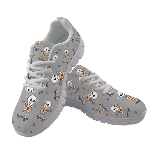 Jndtueit Gothic-Totenkopf-Sportschuhe für Damen und Herren, modisch, Laufen, Sneaker, Walking, Sport, Barfuß-Sneaker, Cartoon-Totenkopf-Gitarre, Grau, 42 EU Jndtueit Gothic-Totenkopf-Sportschuhe für Damen und Herren, modisch, Laufen, Sneaker, Walking, Sport, Barfuß-Sneaker, Cartoon-Totenkopf-Gitarre, Grau, 42 EU von Jndtueit