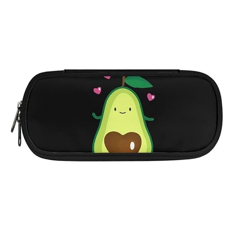 Jndtueit Grüne Avocado-Federtasche für Kinder, Studenten, Cartoon-Obst, große Stifte-Tasche, Box, schwarzes Stifteetui, Organizer, schlank von Jndtueit