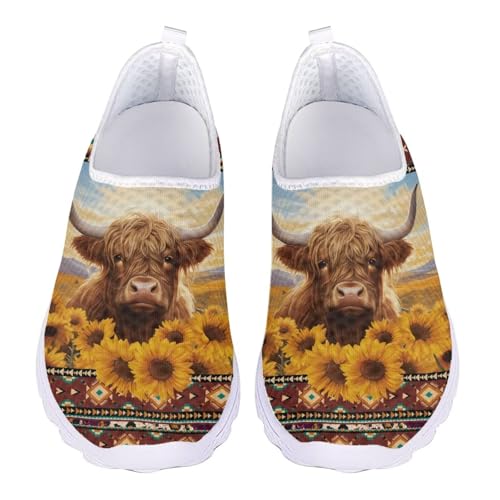 Jndtueit Herren Damen Walkschuh, breite Zehenpartie, Büroschuhe, Netz-Loafer, Wander-Sneaker, Highland Cow Sunflower Aztec Tribe, 38 EU Jndtueit Herren Damen Walkschuh, breite Zehenpartie, Büroschuhe, Netz-Loafer, Wander-Sneaker, Highland Cow Sunflower Aztec Tribe, 38 EU von Jndtueit