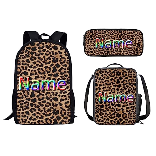 Jndtueit Kinder Schulranzen-Sets inklusive Federmäppchen Mittagessen Tasche und Kinder Rucksack, Bronw Leopard Print von Jndtueit