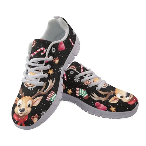 Jndtueit Lauf-Sneaker, Schnürschuh, Sport, Freizeit, athletisch, Netz-Schuhe für Damen und Herren, Hirsch Schwarz, 40 EU von Jndtueit