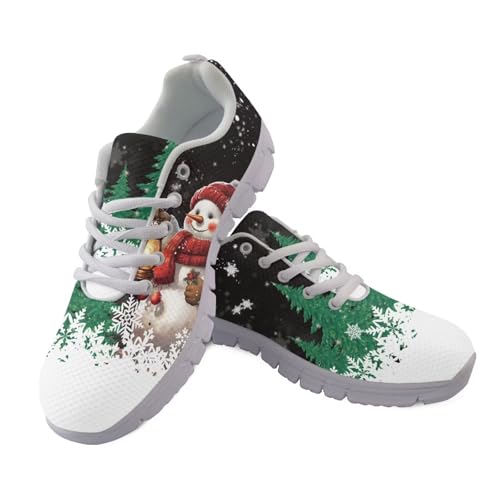 Jndtueit Lauf-Sneaker, Schnürschuh, Sport, Freizeit, athletisch, Netz-Schuhe für Damen und Herren, Niedlicher Schneemann, Schwarz, 43 EU von Jndtueit