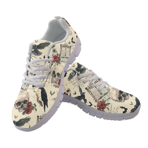 Jndtueit Lauf-Sneaker, atmungsaktive Netz-Schuhe für Damen und Herren, athletischer Sneaker, Gothic Skull Rose Spinnennetz, 37 EU Jndtueit Lauf-Sneaker, atmungsaktive Netz-Schuhe für Damen und Herren, athletischer Sneaker, Gothic Skull Rose Spinnennetz, 37 EU von Jndtueit