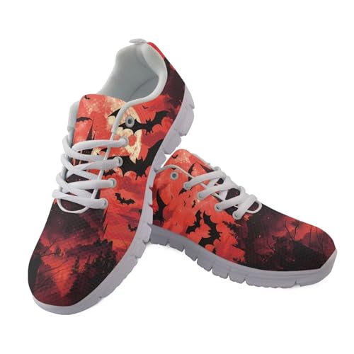 Jndtueit Lauf-Sneaker, atmungsaktive Netz-Schuhe für Damen und Herren, athletischer Sneaker, Halloween Fledermaus Rot, 37 EU Jndtueit Lauf-Sneaker, atmungsaktive Netz-Schuhe für Damen und Herren, athletischer Sneaker, Halloween Fledermaus Rot, 37 EU von Jndtueit