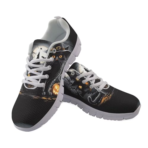 Jndtueit Lauf-Sneaker, atmungsaktive Netz-Schuhe für Damen und Herren, athletischer Sneaker, Halloween Katze Hexe schwarz, 43 EU Jndtueit Lauf-Sneaker, atmungsaktive Netz-Schuhe für Damen und Herren, athletischer Sneaker, Halloween Katze Hexe schwarz, 43 EU von Jndtueit