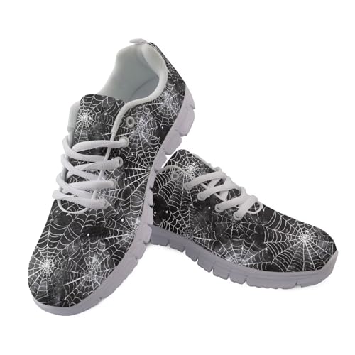 Jndtueit Lauf-Sneaker, atmungsaktive Netz-Schuhe für Damen und Herren, athletischer Sneaker, Halloween Spinnennetz schwarz, 38 EU von Jndtueit