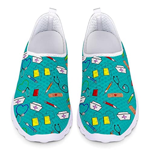 Jndtueit Luftkissen-Laufschuhe für Damen, süßes Cartoon-Krankenschwester-Design, atmungsaktive Wanderschuhe, leichte Slip-On-Jogging-Sportarten von Jndtueit