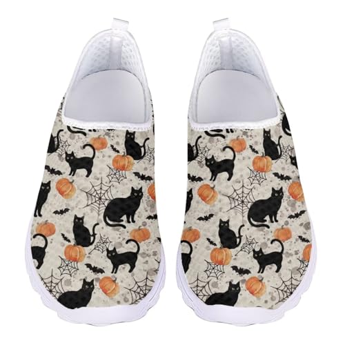 Jndtueit Niedliche Tier-Sport-Loafer, lässig, Walking, Netzschuhe, Sneaker für Damen, Halloween Katze Fledermaus Kürbis, 44 EU Jndtueit Niedliche Tier-Sport-Loafer, lässig, Walking, Netzschuhe, Sneaker für Damen, Halloween Katze Fledermaus Kürbis, 44 EU von Jndtueit