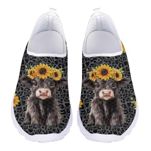 Jndtueit Niedliche Tier-Sport-Loafer, lässig, Walking, Netzschuhe, Sneaker für Damen, Highland Cattle Sunflower Black Cow, 42 EU Jndtueit Niedliche Tier-Sport-Loafer, lässig, Walking, Netzschuhe, Sneaker für Damen, Highland Cattle Sunflower Black Cow, 42 EU von Jndtueit