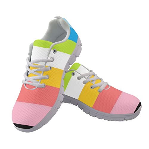 Jndtueit Regenbogen LGBT Prinde Damen-Tennis-Schuhe, farbige Streifen-Luftkissen leicht Laufen Laufschuhe von Jndtueit