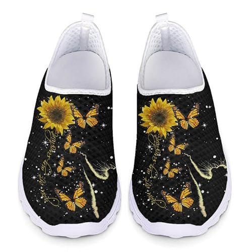 Jndtueit Sie sind meine Sonnenschein Frauen Wanderschuhe, Sonnenblume Schmetterling Mesh Slip Gehen Athletische Strand Aqua Schuhe von Jndtueit