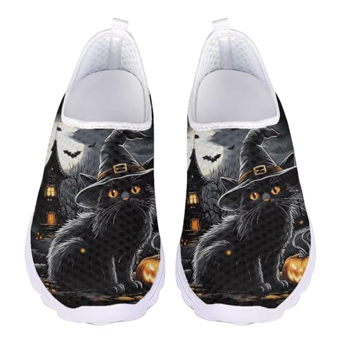 Jndtueit Sport-Loafers, flache Arbeitsschuhe, Walking, Freizeit, Wandern, Sneaker für Damen, Black Cat Witch Bat, 40 EU Jndtueit Sport-Loafers, flache Arbeitsschuhe, Walking, Freizeit, Wandern, Sneaker für Damen, Black Cat Witch Bat, 40 EU von Jndtueit