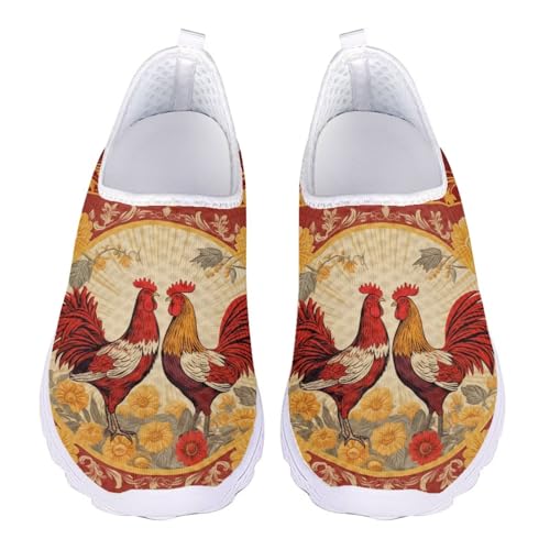 Jndtueit Sport-Loafers, flache Arbeitsschuhe, Walking, Freizeit, Wandern, Sneaker für Damen, Cartoon Rooster Floral Red, 38 EU Jndtueit Sport-Loafers, flache Arbeitsschuhe, Walking, Freizeit, Wandern, Sneaker für Damen, Cartoon Rooster Floral Red, 38 EU von Jndtueit