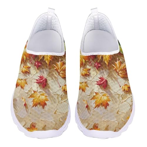 Jndtueit Sport-Loafers, flache Arbeitsschuhe, Walking, Freizeit, Wandern, Sneaker für Damen, Goldfarbene rote Ahornblätter, 44 EU Jndtueit Sport-Loafers, flache Arbeitsschuhe, Walking, Freizeit, Wandern, Sneaker für Damen, Goldfarbene rote Ahornblätter, 44 EU von Jndtueit
