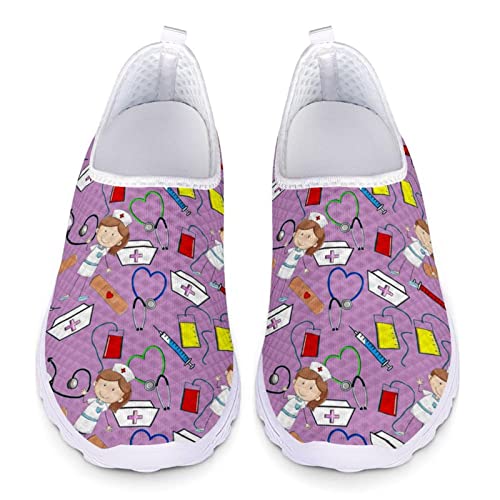 Jndtueit Sportliche Wanderschuhe für Damen mit niedlichen Cartoon-Krankenschwester-Prints Air Mesh Casual Jogging Sneakers Work Sports Outdoor von Jndtueit