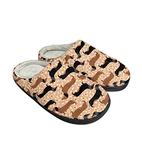 Jndtueit Unisex Damen Baumwolle Slipper Bequeme rutschfeste warme Schuhe für drinnen oder draußen Größe 37-47EU, Dackel Hund, Medium von Jndtueit