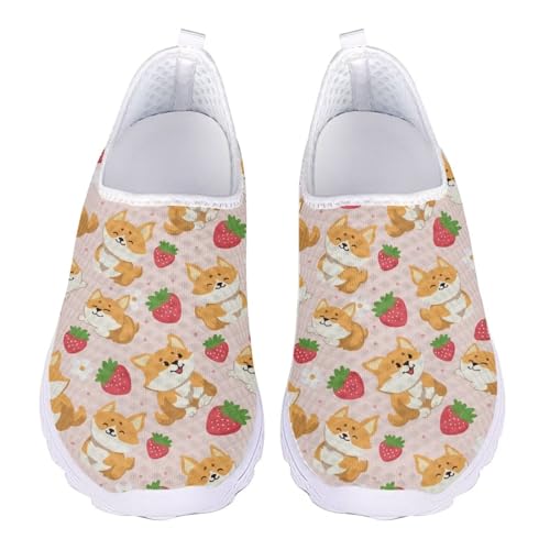 Jndtueit Unisex Wanderhalbschuhe für Damen und Herren, Arbeitsschuhe, modische Mesh-Sneaker, Cartoon Corgi Strawberry Daisy, 38 EU Jndtueit Unisex Wanderhalbschuhe für Damen und Herren, Arbeitsschuhe, modische Mesh-Sneaker, Cartoon Corgi Strawberry Daisy, 38 EU von Jndtueit