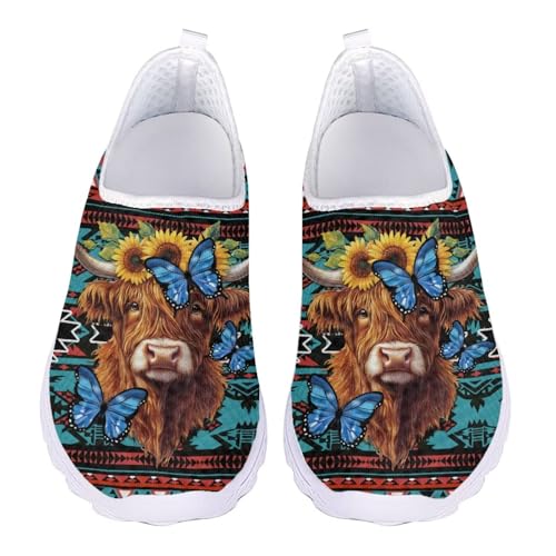Jndtueit Unisex Wanderhalbschuhe für Damen und Herren, Arbeitsschuhe, modische Mesh-Sneaker, Highland Cow Butterfly Blue Tribe, 41 EU Jndtueit Unisex Wanderhalbschuhe für Damen und Herren, Arbeitsschuhe, modische Mesh-Sneaker, Highland Cow Butterfly Blue Tribe, 41 EU von Jndtueit