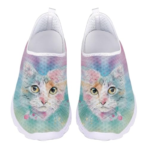 Jndtueit Walking-Loafer, Netzstoff, Arbeitsschuhe, Büro, Freizeit, athletisch, Sneaker für Damen, Aquarell-Katze, Batikfärbung, Blau, 36 EU Jndtueit Walking-Loafer, Netzstoff, Arbeitsschuhe, Büro, Freizeit, athletisch, Sneaker für Damen, Aquarell-Katze, Batikfärbung, Blau, 36 EU von Jndtueit