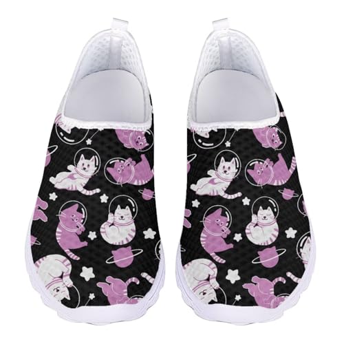 Jndtueit Walking-Loafer, Netzstoff, Arbeitsschuhe, Büro, Freizeit, athletisch, Sneaker für Damen, Lila Katze Astronaut Stern, 43 EU Jndtueit Walking-Loafer, Netzstoff, Arbeitsschuhe, Büro, Freizeit, athletisch, Sneaker für Damen, Lila Katze Astronaut Stern, 43 EU von Jndtueit