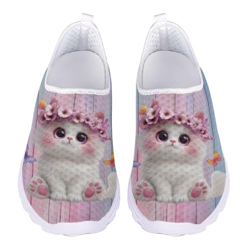Jndtueit Walking-Loafer, Netzstoff, Arbeitsschuhe, Büro, Freizeit, athletisch, Sneaker für Damen, Niedliches Katzen-Blumenholz-Design, 36 EU Jndtueit Walking-Loafer, Netzstoff, Arbeitsschuhe, Büro, Freizeit, athletisch, Sneaker für Damen, Niedliches Katzen-Blumenholz-Design, 36 EU von Jndtueit