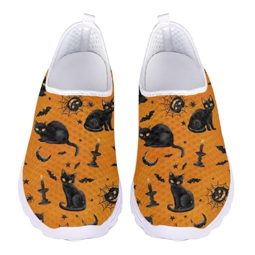 Jndtueit Walking Loafer Mesh Tennisschuhe für Damen Bequeme Outdoor-Sneaker, Cat Bat Pumpkin Orange, 41 EU Jndtueit Walking Loafer Mesh Tennisschuhe für Damen Bequeme Outdoor-Sneaker, Cat Bat Pumpkin Orange, 41 EU von Jndtueit