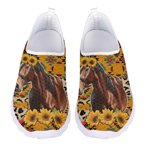 Jndtueit Walking Loafer Mesh Tennisschuhe für Damen Bequeme Outdoor-Sneaker, Pferd gelb Sonnenblume Aztekenstamm, 41 EU Jndtueit Walking Loafer Mesh Tennisschuhe für Damen Bequeme Outdoor-Sneaker, Pferd gelb Sonnenblume Aztekenstamm, 41 EU von Jndtueit