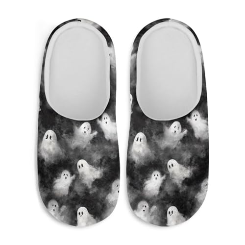 Jndtueit Weihnachtliche Hausschuhe, gemütlich, flauschig, für den Innenbereich, Hausschuhe für Damen und Herren, Ghost Black Tie Dye, XX-Large von Jndtueit