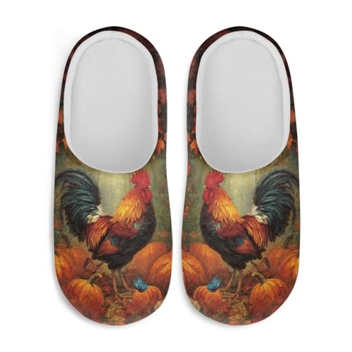 Jndtueit Weihnachtliche Hausschuhe, gemütlich, flauschig, für den Innenbereich, Hausschuhe für Damen und Herren, Türkei Orange Kürbis, XX-Large von Jndtueit