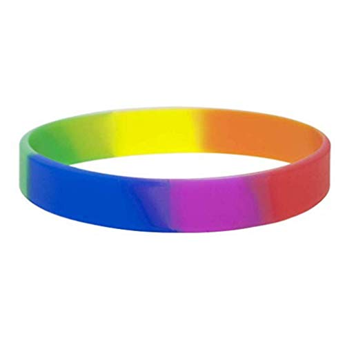 Regenbogen-Silikonarmband, Kettenstil, Gummiarmband mit Buchstaben und Stolz, verschiedene Farben, Sportzubehör für Partys von Jnhnoxy(いヤタ-ツ)