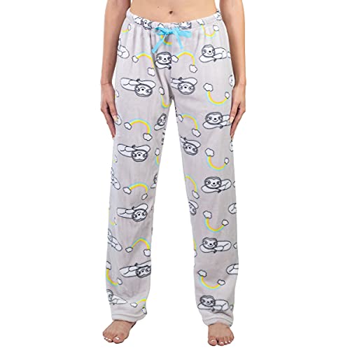 Jo & Bette Damen Plüsch-Pyjama-Hose, flauschig, bequem, Normale und große Größe, niedliche skurrile Designs, Faultier, Groß von Jo & Bette