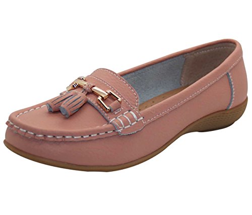 Damenschuhe aus Leder – flache lässige Damenslipper, bequeme Halbschuhe mit niedrigem Keilabsatz, Arbeitsschuhe, Blush, 39 EU / 6 UK von Jo & Joe