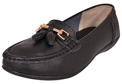 Damenschuhe aus Leder – flache lässige Damenslipper, bequeme Halbschuhe mit niedrigem Keilabsatz, Arbeitsschuhe, Nautical Wide Fit - Black, 40 EU / 7 UK Damenschuhe aus Leder – flache lässige Damenslipper, bequeme Halbschuhe mit niedrigem Keilabsatz, Arbeitsschuhe, Nautical Wide Fit - Black, 40 EU / 7 UK von Jo & Joe