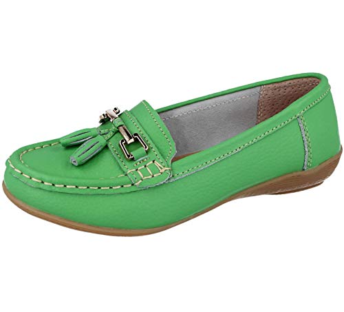 Jo & Joe Damen Leder Mokassins Loafer Plimsole Pumps Damen Quaste Flache Schuhe, Grün - apfelgrün - Größe: 38 EU Jo & Joe Damen Leder Mokassins Loafer Plimsole Pumps Damen Quaste Flache Schuhe, Grün - apfelgrün - Größe: 38 EU von Jo & Joe