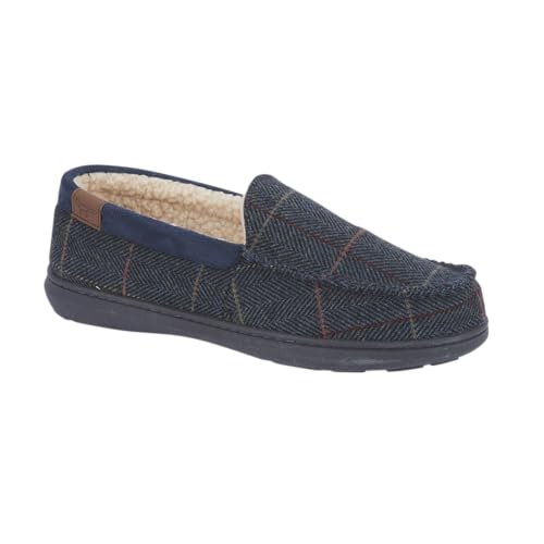 Jo & Joe Herren Mokassin Hausschuhe Fischgrätenmuster Karo Tweed Fleece und Kunstfell Gefüttert Slip-On, Marineblaues Fischgrätenmuster, 46 EU Jo & Joe Herren Mokassin Hausschuhe Fischgrätenmuster Karo Tweed Fleece und Kunstfell Gefüttert Slip-On, Marineblaues Fischgrätenmuster, 46 EU von Jo & Joe